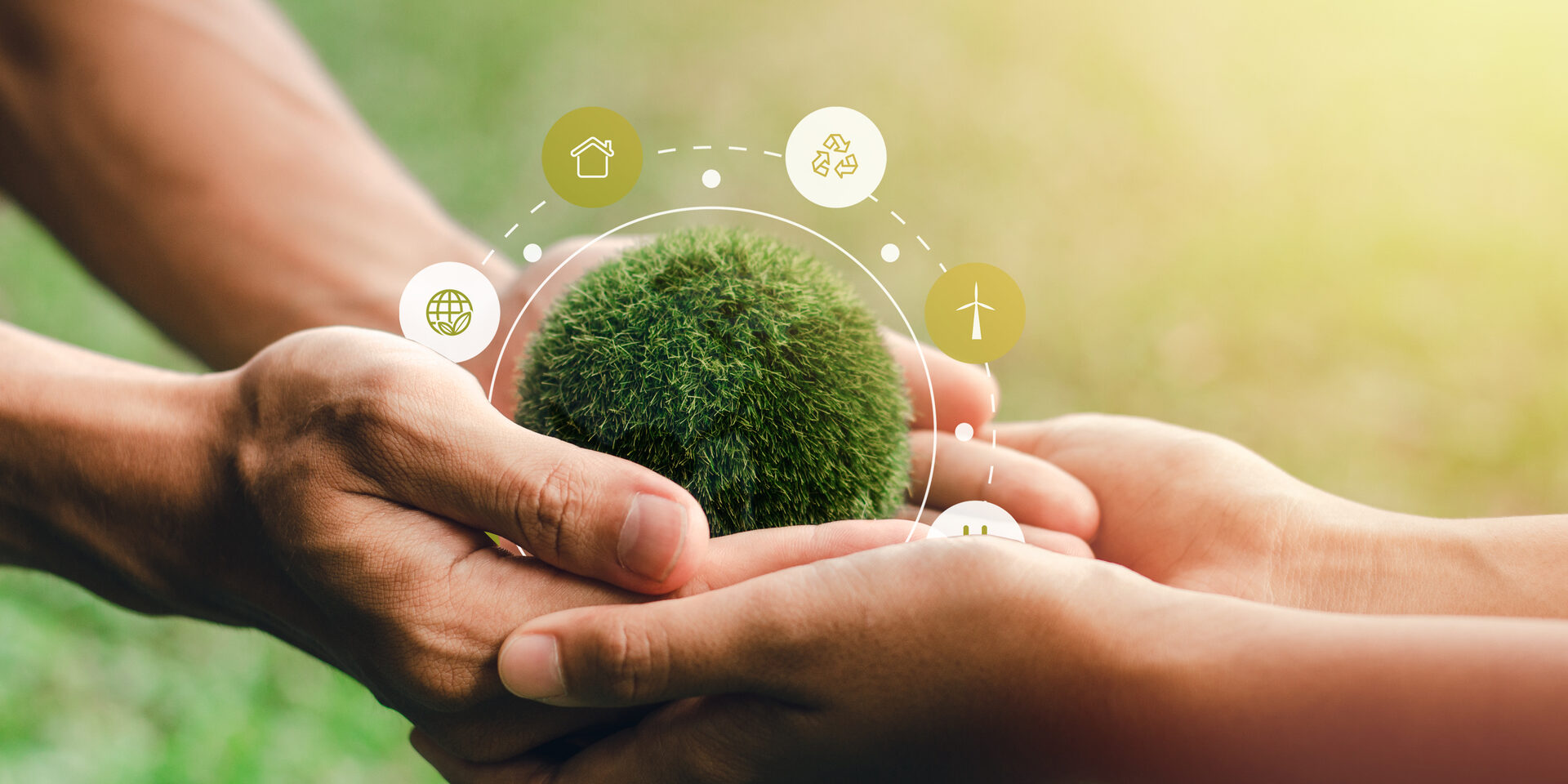 The world is in the hands of helping each other. in the concept
